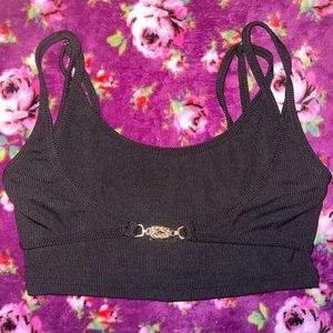 Cider ~ Black With Gold Detail Bralette/ Tank Top!